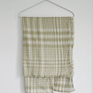 MUJI cotton scarf, Gingham pattern,Green, Beige